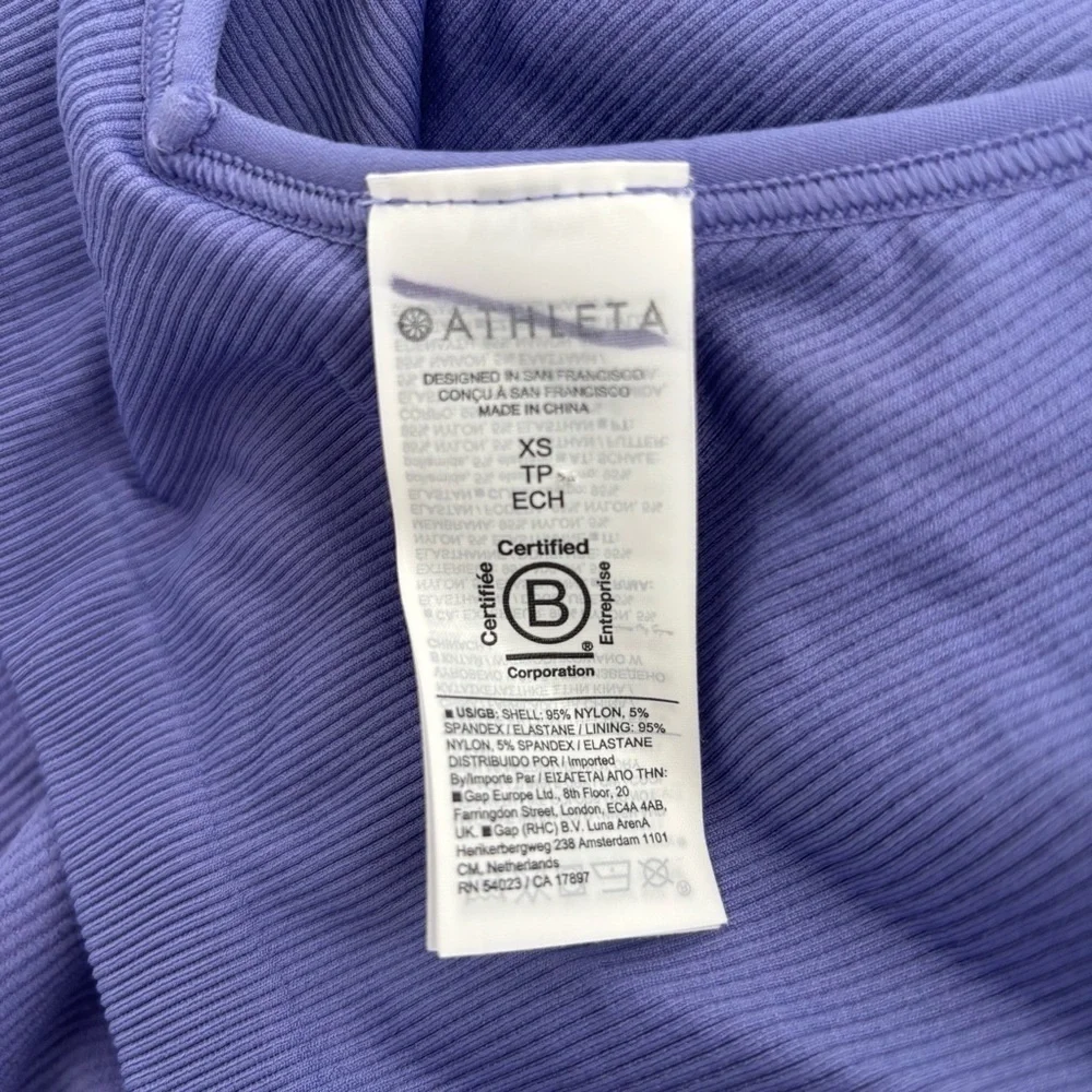 NWOT Athleta Aurora Ribbed Purple Adonis Blue Active Romper Bodysuit Shortie XS